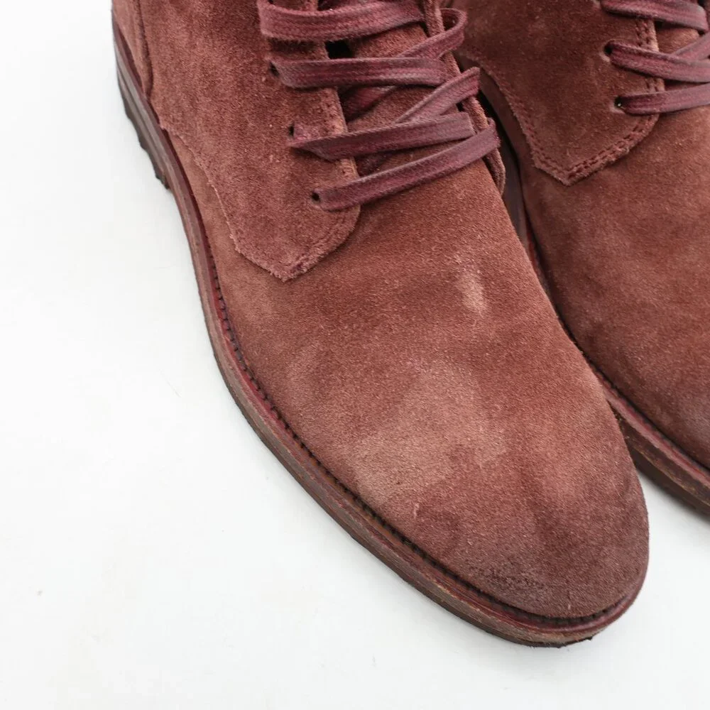 John Varvatos Freeman Lace Chukka Men EU 8.5 Burgundy Suede Crepe Sole Handmade